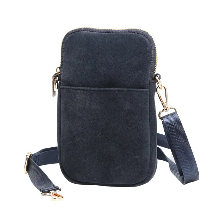 Solid Faux Suede Crossbody Bag