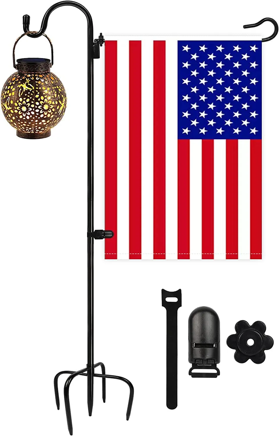 Spring Garden Flag Holder Stand Shepherd Hook,54 Inch 1/2 Thick Garden Flag Pole