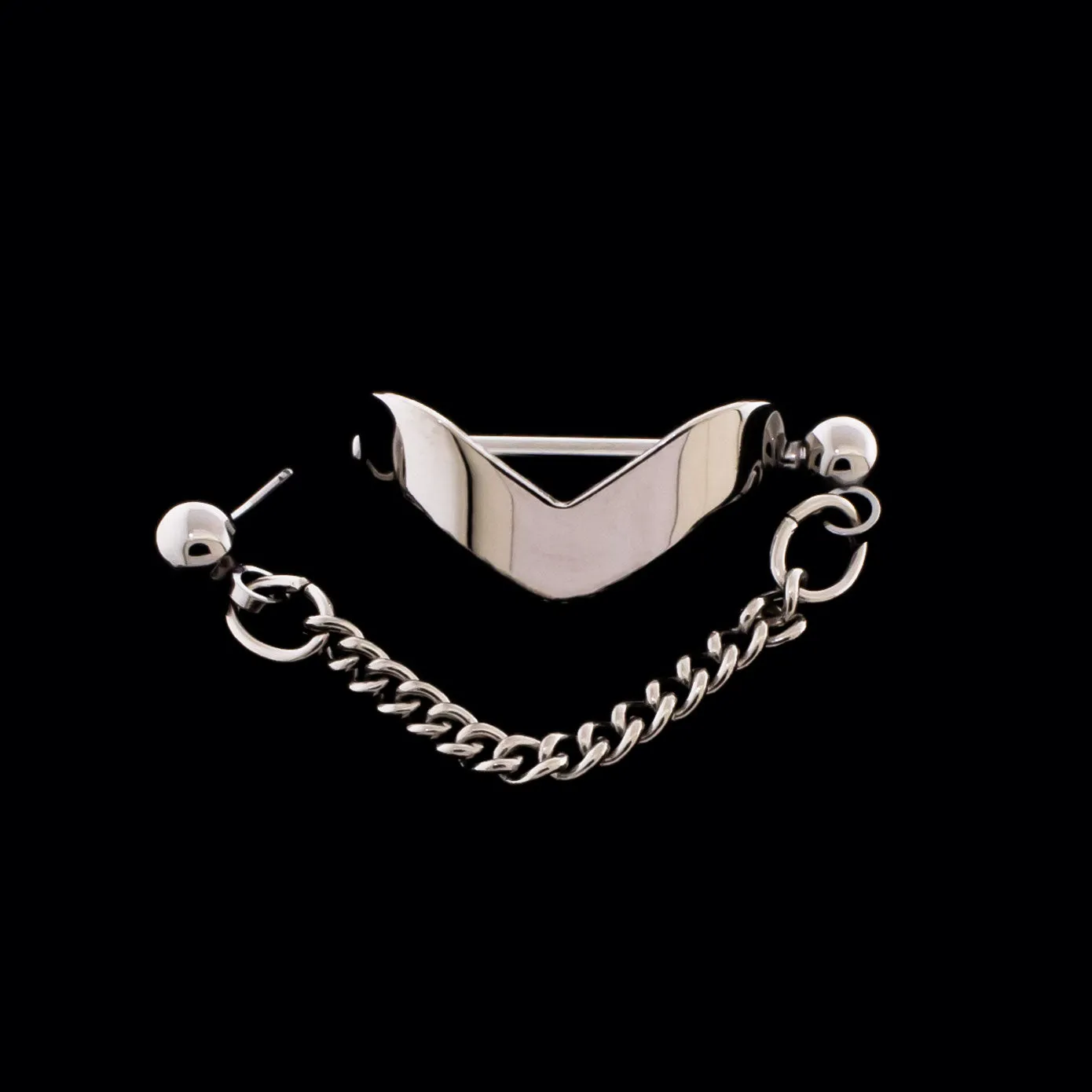 Threadless Nose Bridge V Cuff With Curb Chain