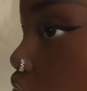 Tiny Gem Silver Nose Hoop Piercing