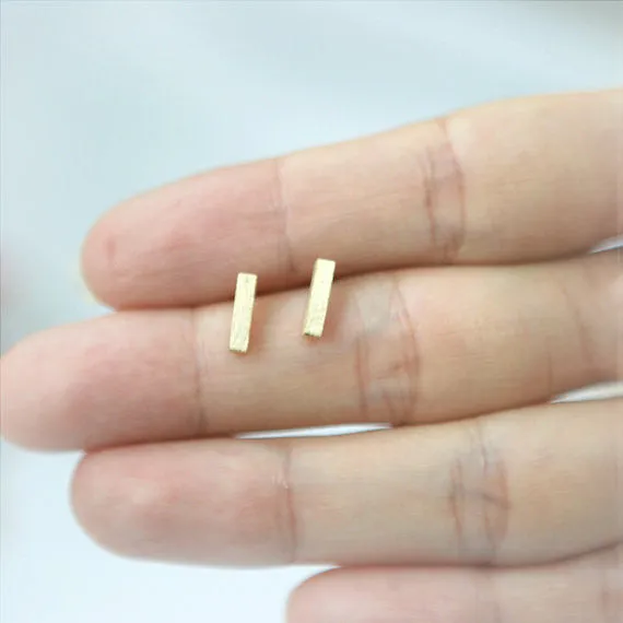 Tiny Golden Bar Earrings