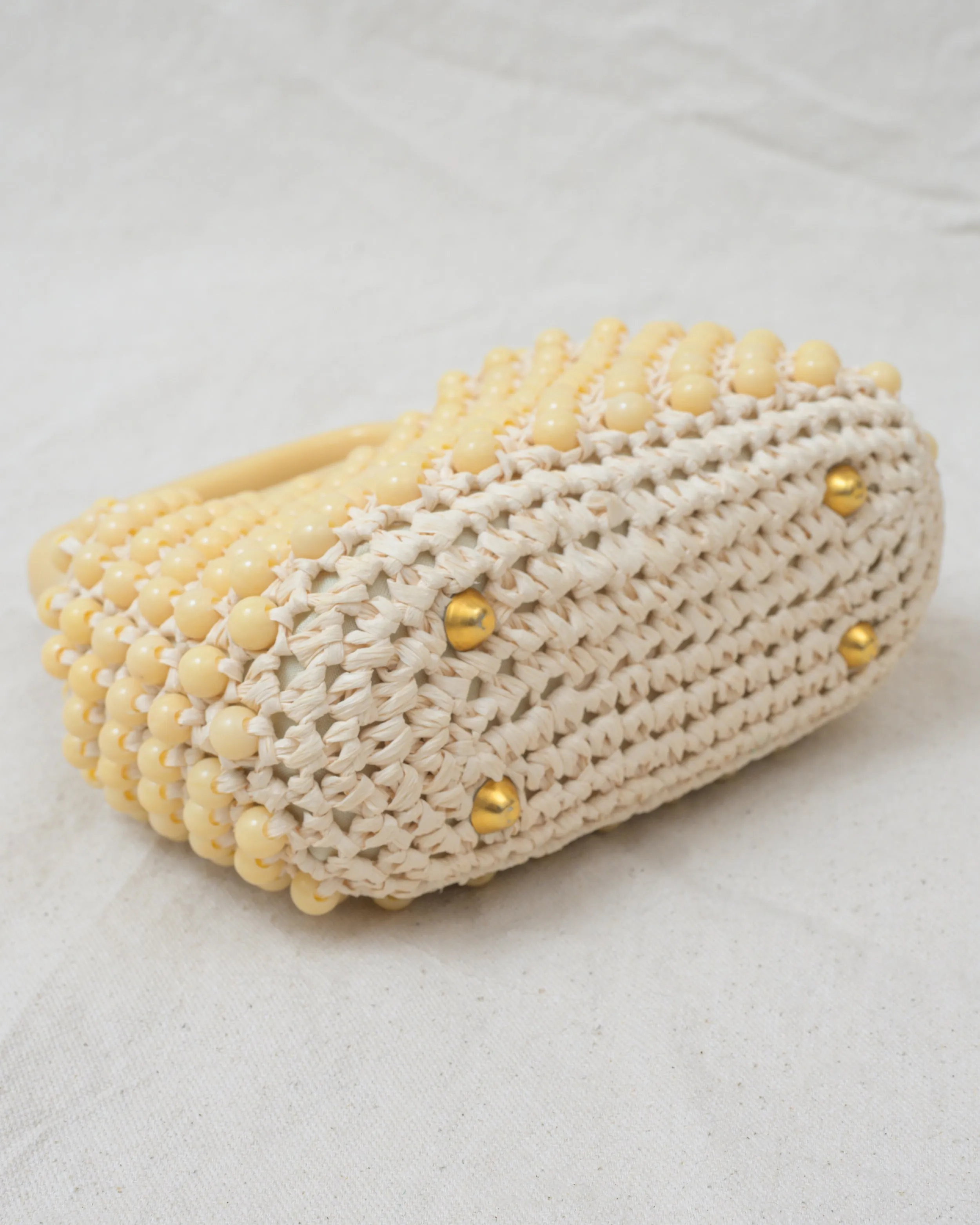 Vintage 1960 Cream Beaded Bag