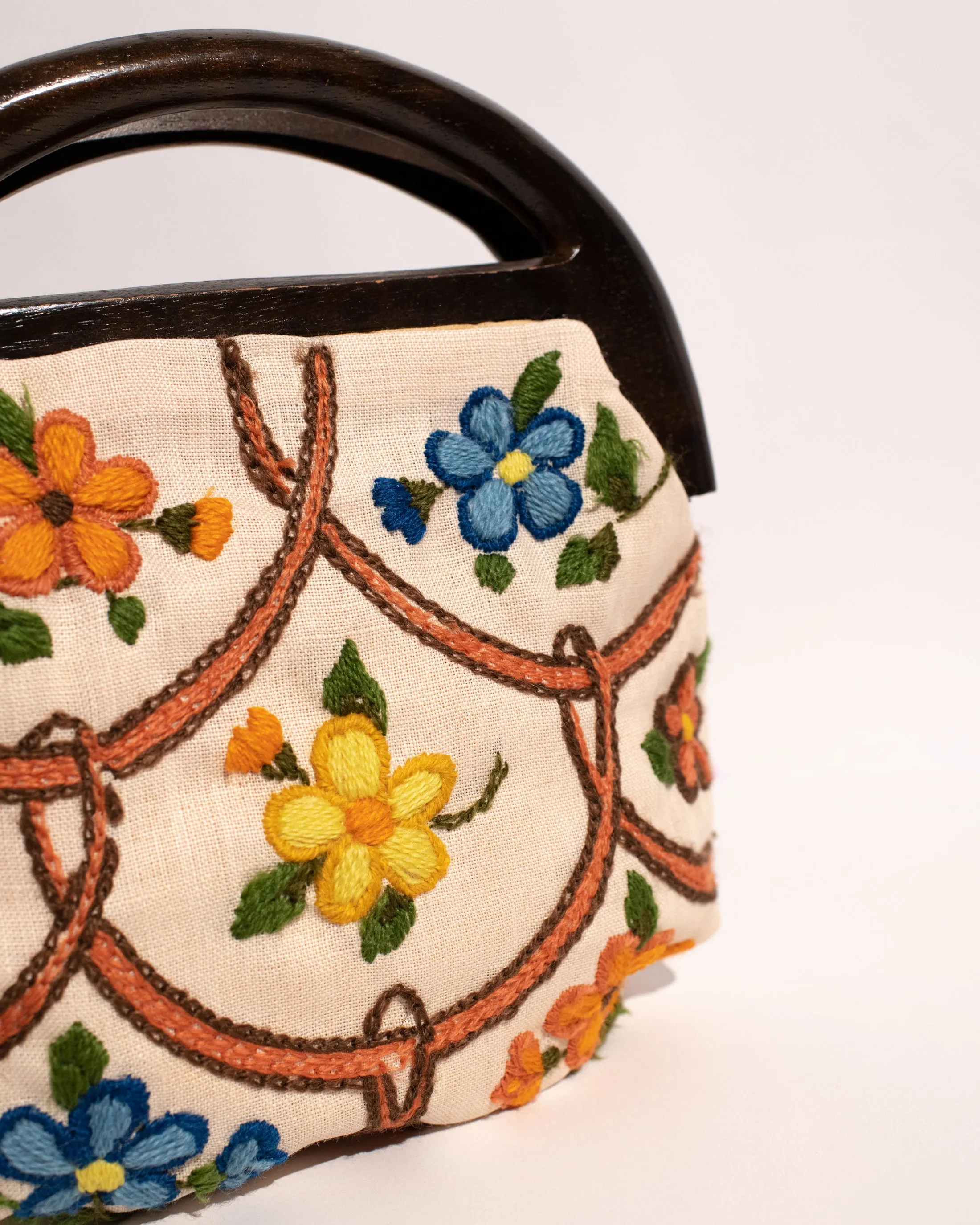 Vintage 1970 Embroidered Tapestry Bag