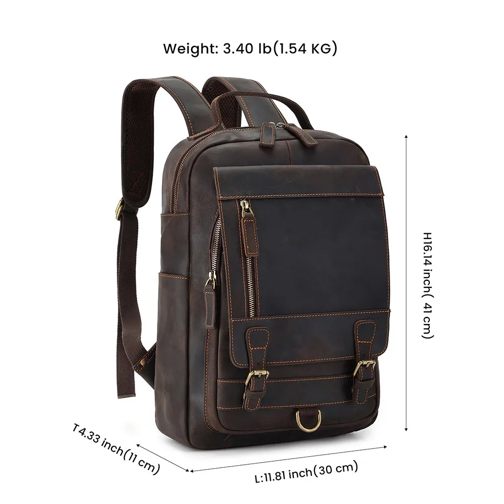 Vintage Cowhide Leather Laptop Back Pack