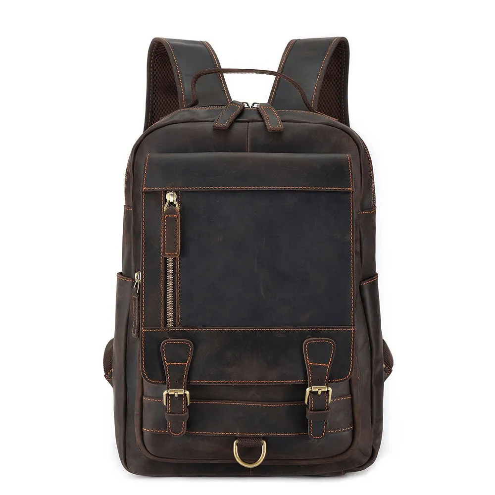 Vintage Cowhide Leather Laptop Back Pack