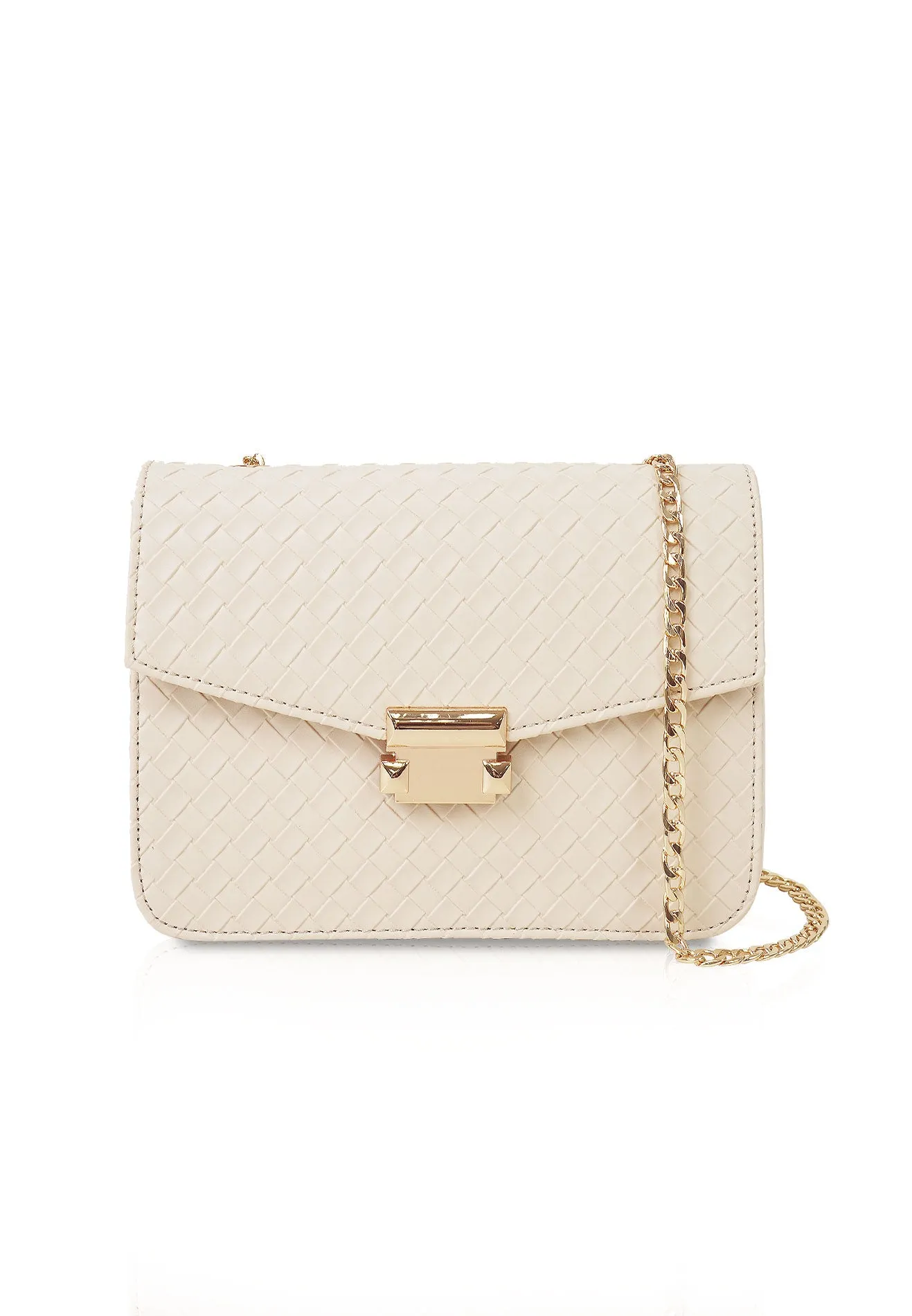 VOIR HANNAH Woven Embossed Chain Flap Strap