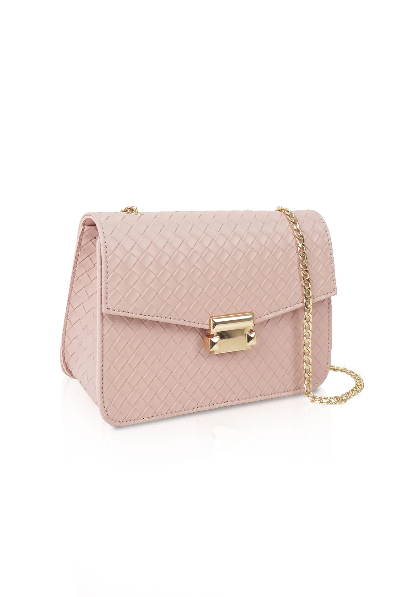 VOIR HANNAH Woven Embossed Chain Flap Strap