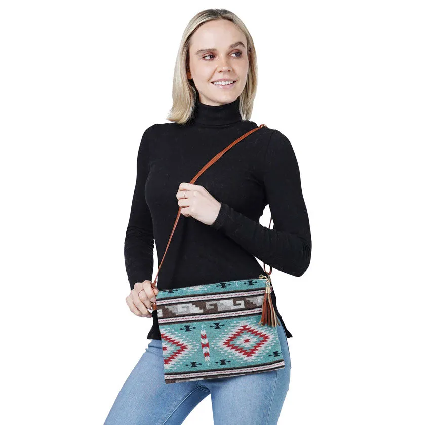 Western Patterned Crossbody Clutch Bag