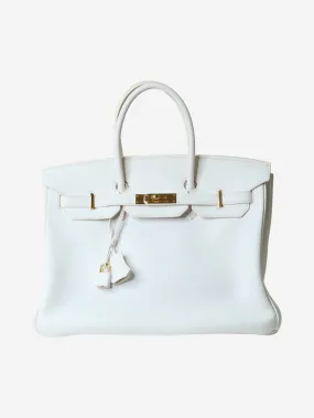 White 2007 Birkin 35 Bag in Clemence leather