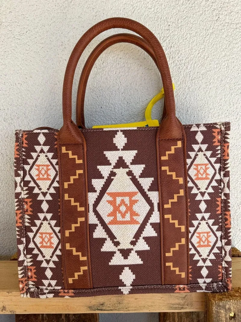 Wrangler Southwestern Print Small Crossbody/Tote Coffee