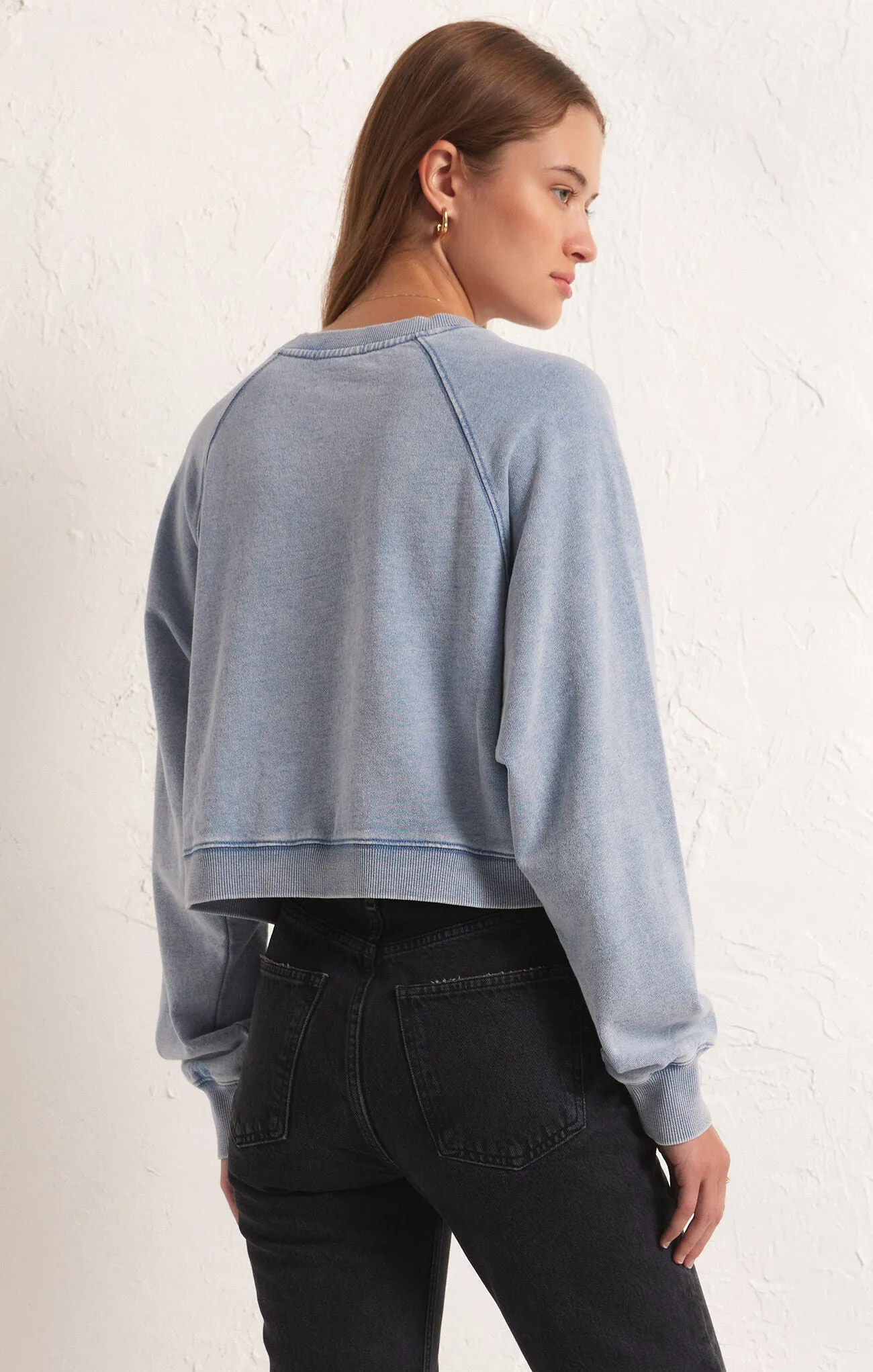 ZSupply 'Crop Out Knit Denim Sweatshirt'